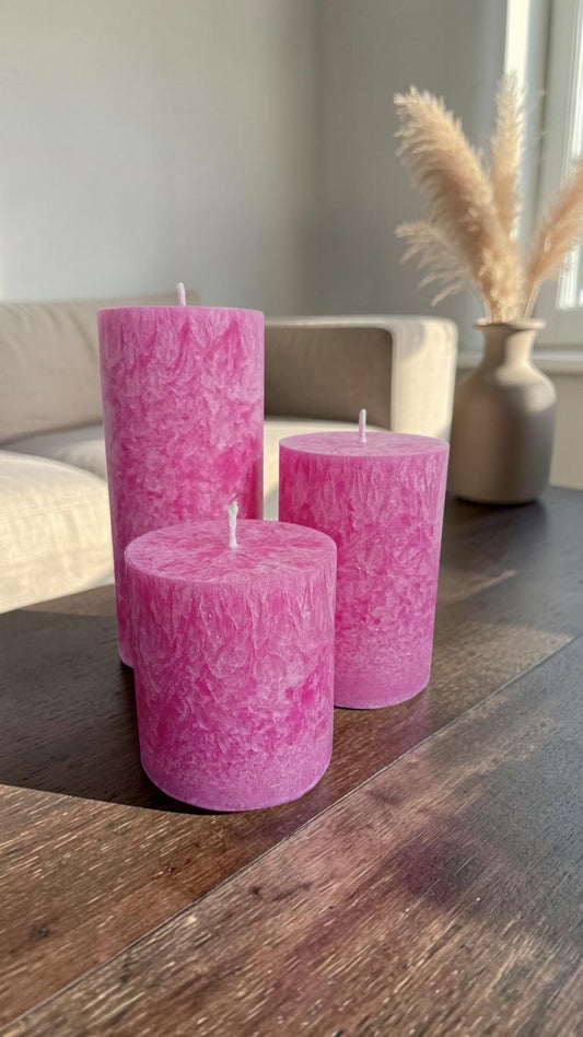 Satin Ice Red Candle 7 cm Set