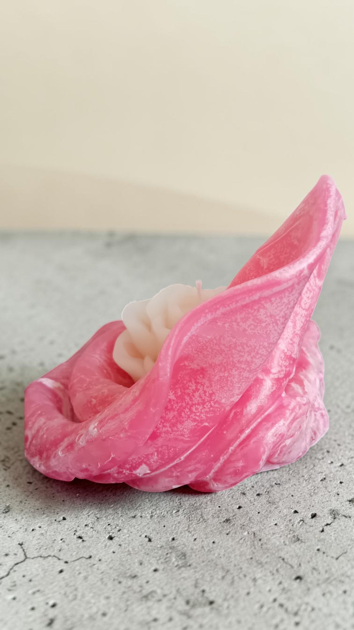 Handgemaakte Wave Rose kaars in rood