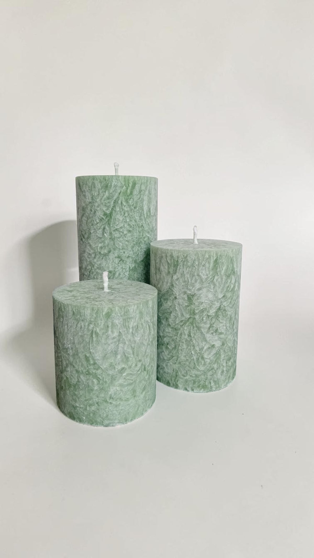 Satin Ice Candle Sage Green 7 cm Set
