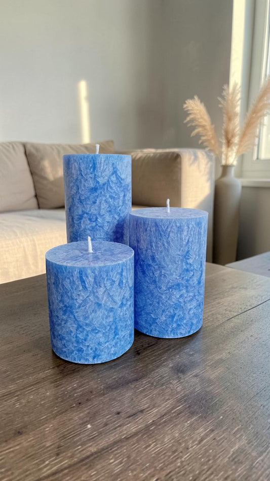 Satin Ice Candle Blue 7cm Set