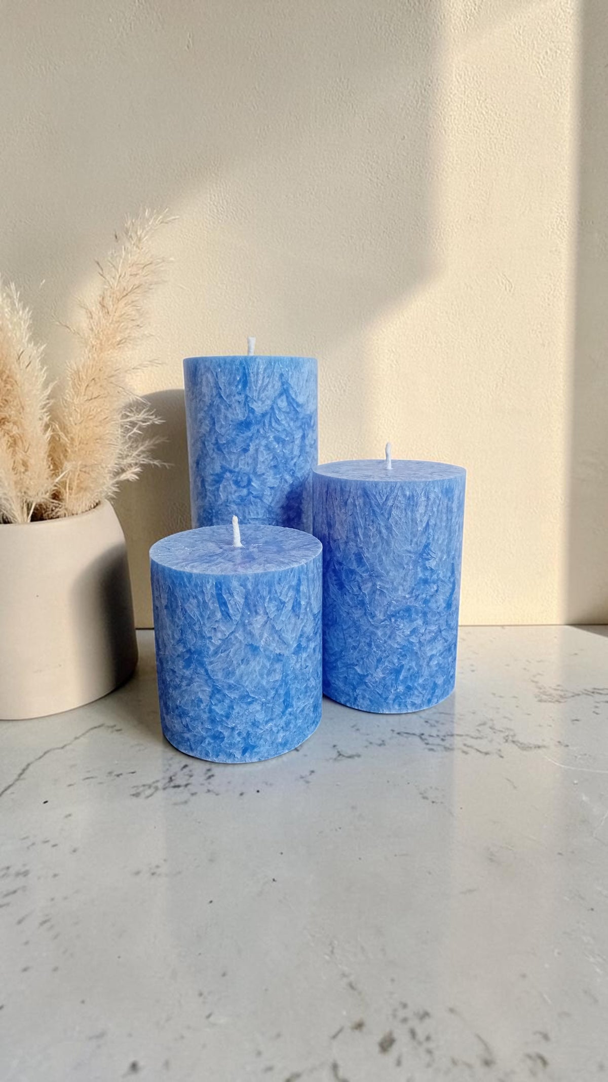 Satin Ice Blue Candle Set 7 cm