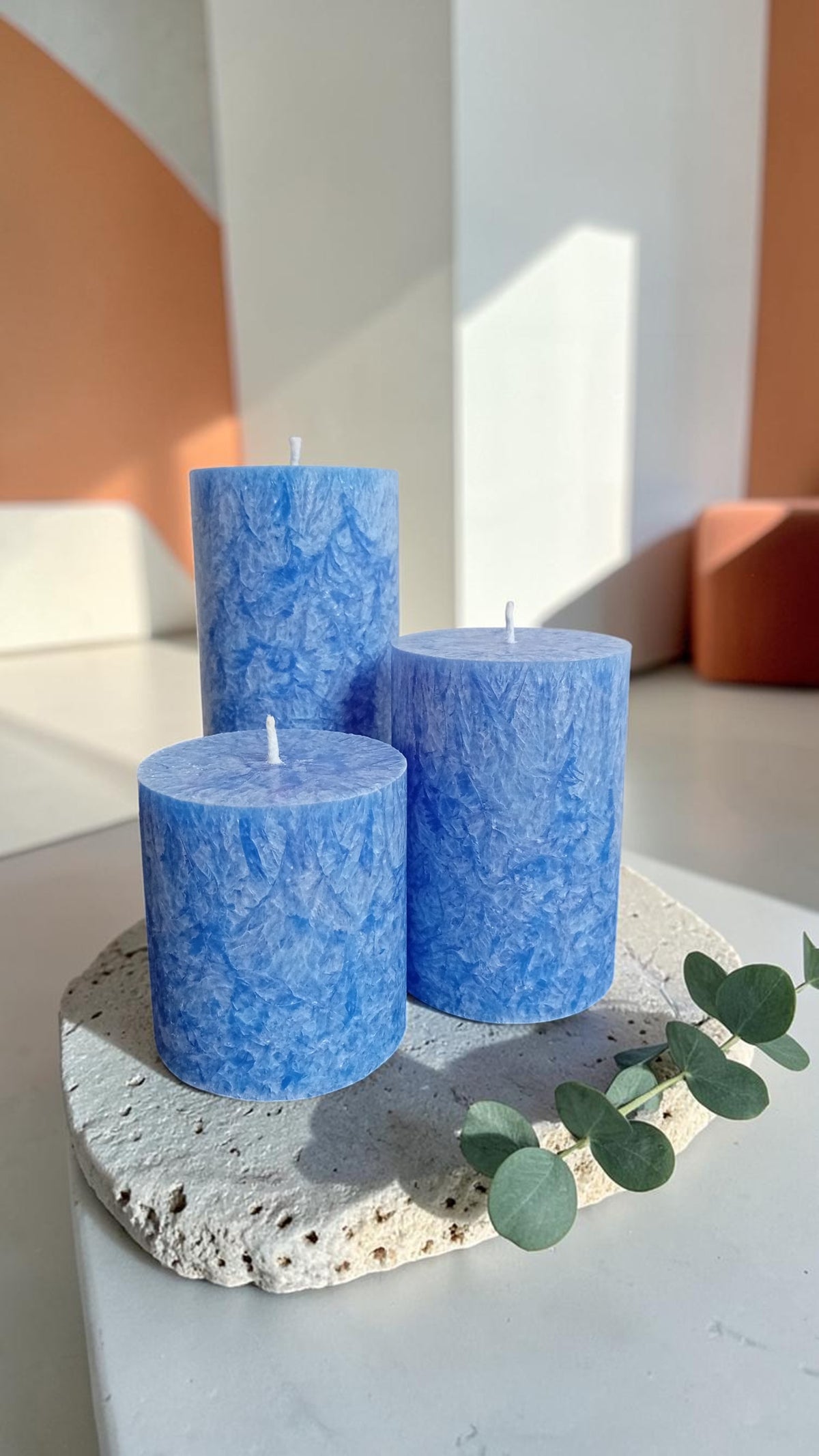 Satin Ice Handmade Candle Blue Set of 3
